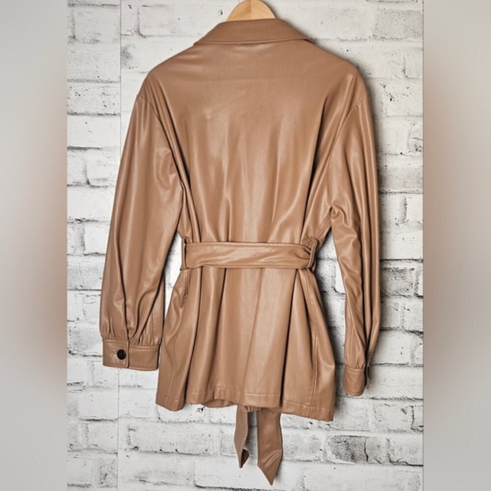 Zara Faux Leather Short Trench Coat - Picture 6 of 15